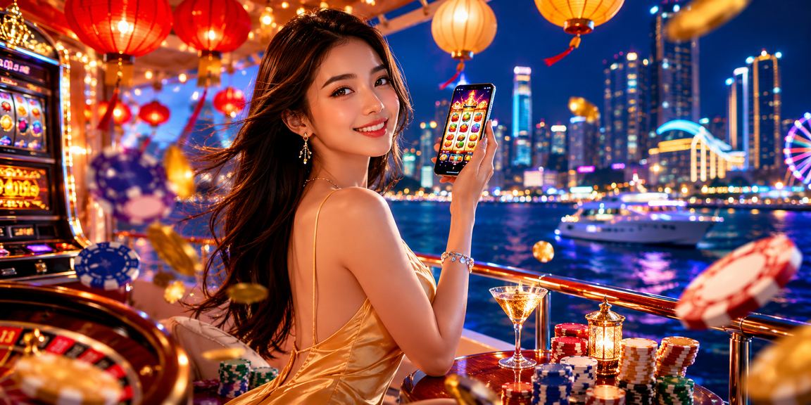 Khung cảnh chợ đêm Nha Trang với màn hình slot game rực rỡ
